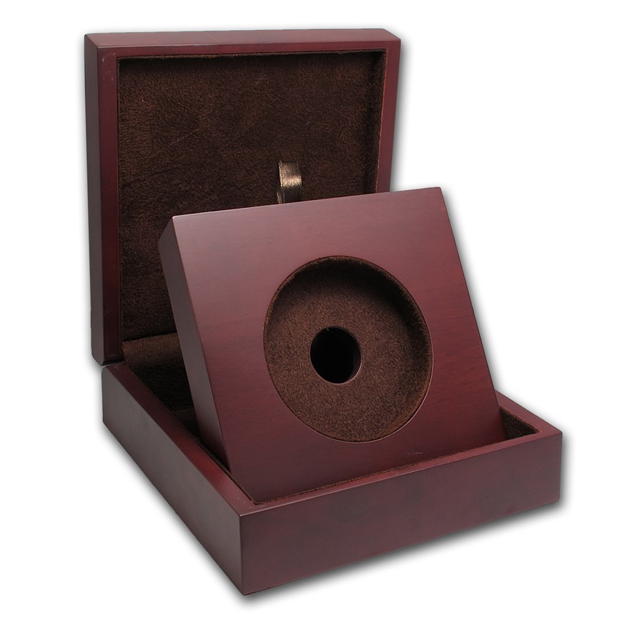 APMEX Wood Gift Box - 5 oz US Mint ATB Silver Coin w/Z5 Capsule
