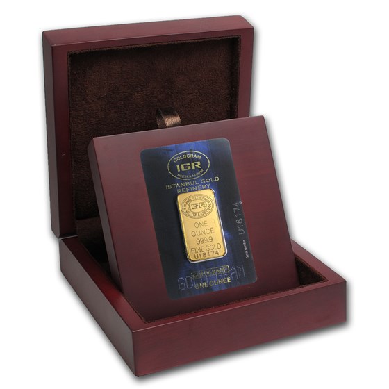 APMEX Wood Gift Box - IGR Gold Bar (w/Assay) APMEX Wood Gift Box - IGR Gold Bar (w/Assay)