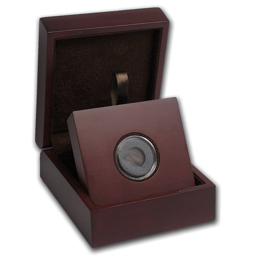 APMEX Wood Gift Box - Includes 15 mm Air-Tite Holder with Gasket