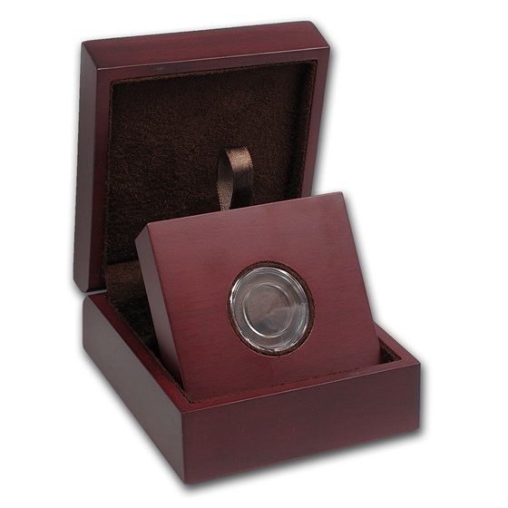APMEX Wood Gift Box - Includes 18 mm Direct Fit Air-Tite Holder