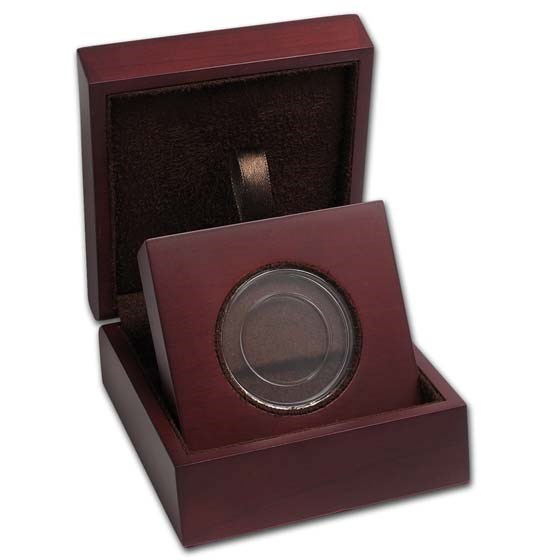 APMEX Wood Gift Box - Includes 27 mm Direct Fit Air-Tite Holder