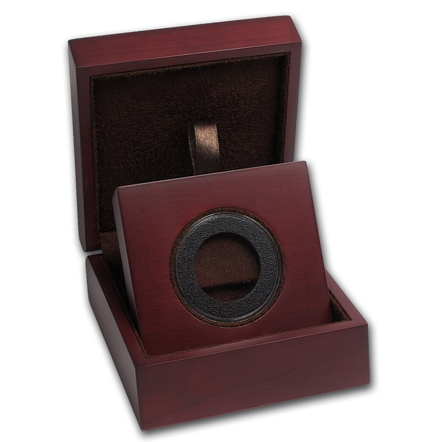 APMEX Wood Gift Box - Includes 28 mm Air-Tite Holder with Gasket