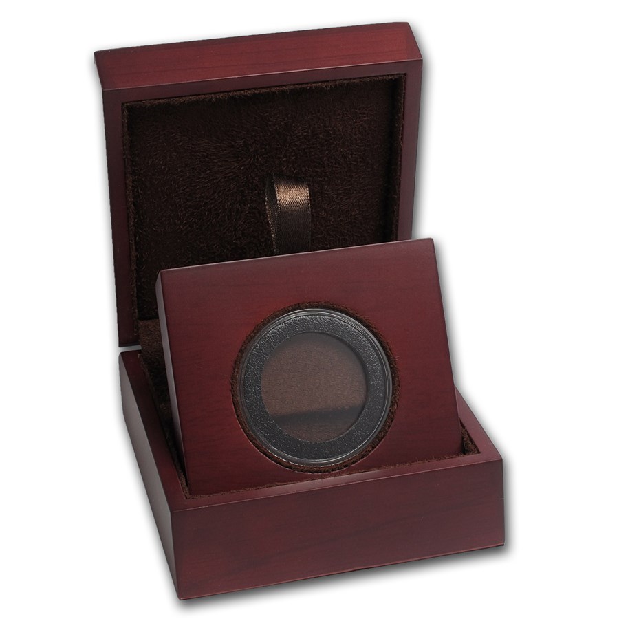 APMEX Wood Gift Box - Includes 31 mm Air-Tite Holder with Gasket