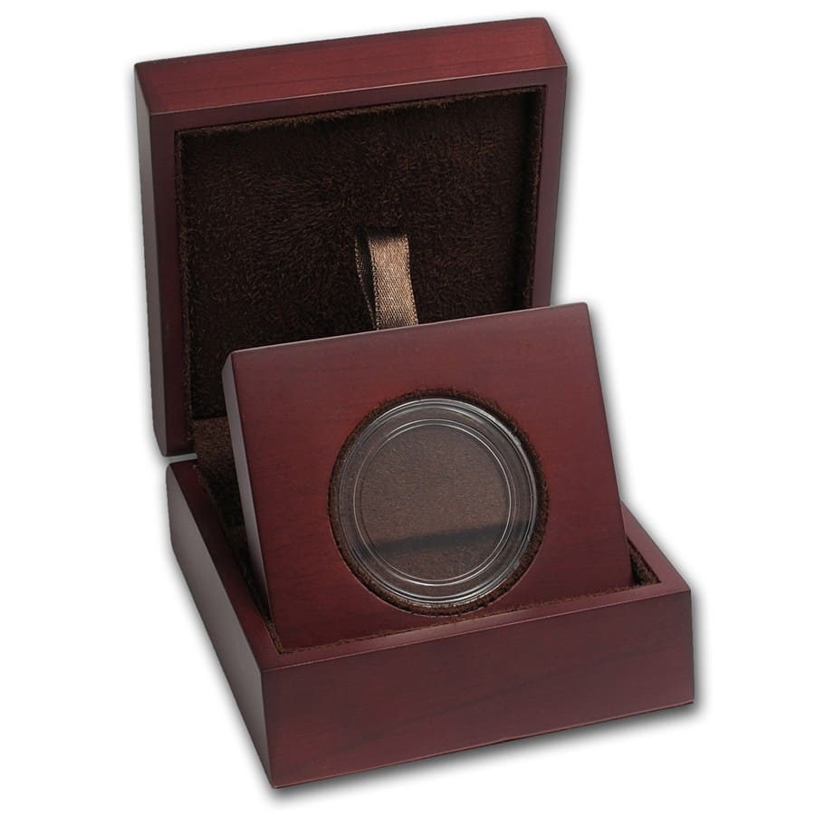 APMEX Wood Gift Box - Includes 32 mm Direct Fit Air-Tite Holder