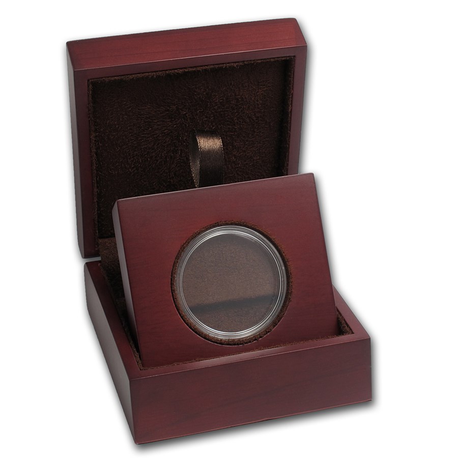 APMEX Wood Gift Box - Includes 38 mm Direct Fit Air-Tite Holder