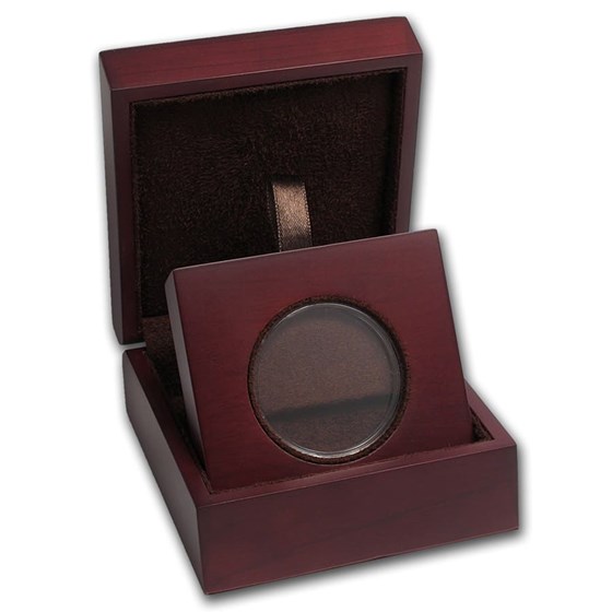 APMEX Wood Gift Box - Includes 40 mm Direct Fit Air-Tite Holder