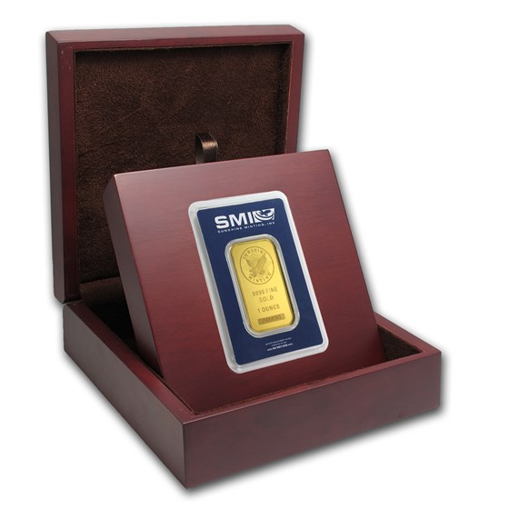 APMEX Wood Gift Box - SMI Gold Bar Standard (w/Assay) APMEX Wood Gift Box - SMI Gold Bar Standard (w/Assay)