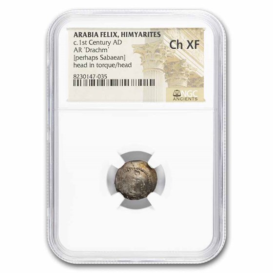 Arabia Felix. Himyarites AR Drachm (c.1st Century AD) Ch XF NGC