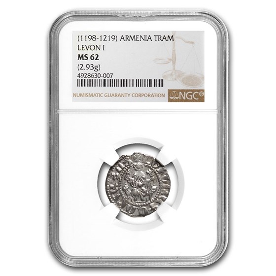 Armenia Silver Tram Levon I (1198-1219 AD) MS-62 NGC Armenia Silver Tram Levon I (1198-1219 AD) MS-62 NGC
