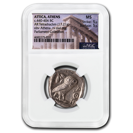 Athens Ag Tetradrachm Owl (440-404 BC) MS NGC (Parliament Col) Athens Ag Tetradrachm Owl (440-404 BC) MS NGC (Parliament Col)