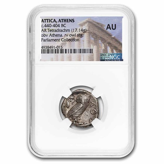 Athens AR Tetradrachm Owl (440-404 BC) AU NGC (Parliament Coll) Athens AR Tetradrachm Owl (440-404 BC) AU NGC (Parliament Coll)