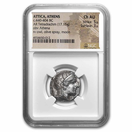 Athens AR Tetradrachm Owl (440-404 BC) Ch AU NGC (5/5-3/5) Athens AR Tetradrachm Owl (440-404 BC) Ch AU NGC (5/5-3/5)