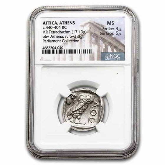 Athens AR Tetradrachm Owl (440-404 BC) MS NGC (Parliament Col) Athens AR Tetradrachm Owl (440-404 BC) MS NGC (Parliament Col)