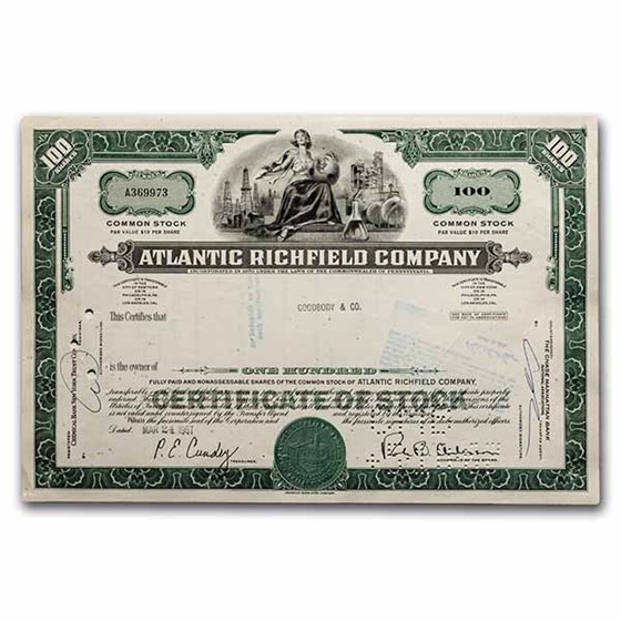 Atlantic Richfield Company Stock Certificate (Green)