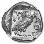 Attica, Athens AR Tetradrachm Owl 440-404 BC Ch AU NGC 4/5