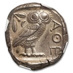 Attica, Athens AR Tetradrachm Owl 440-404 BC Ch AU NGC 5/4