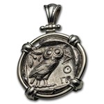 Attica, Athens AR Tetradrachm Owl (440-404 BC) w/ Sterling Bezel