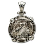 Attica, Athens AR Tetradrachm Owl (440-404 BC) w/ Sterling Bezel