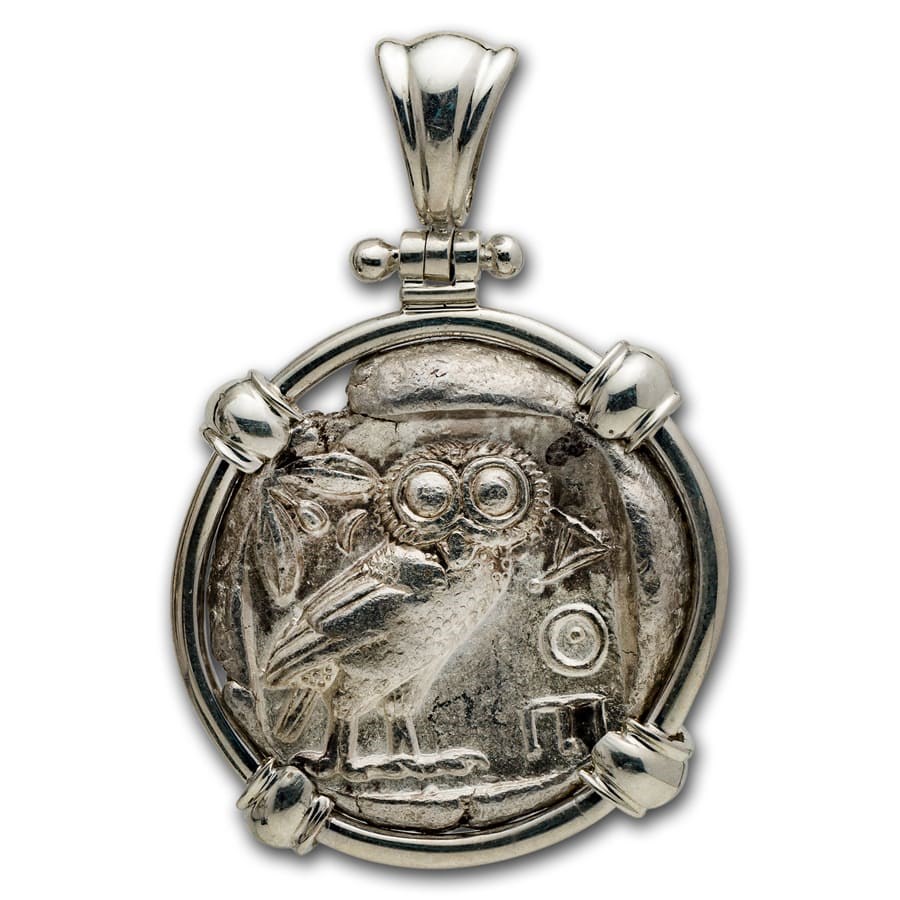 Attica, Athens AR Tetradrachm Owl (440-404 BC) w/ Sterling Bezel