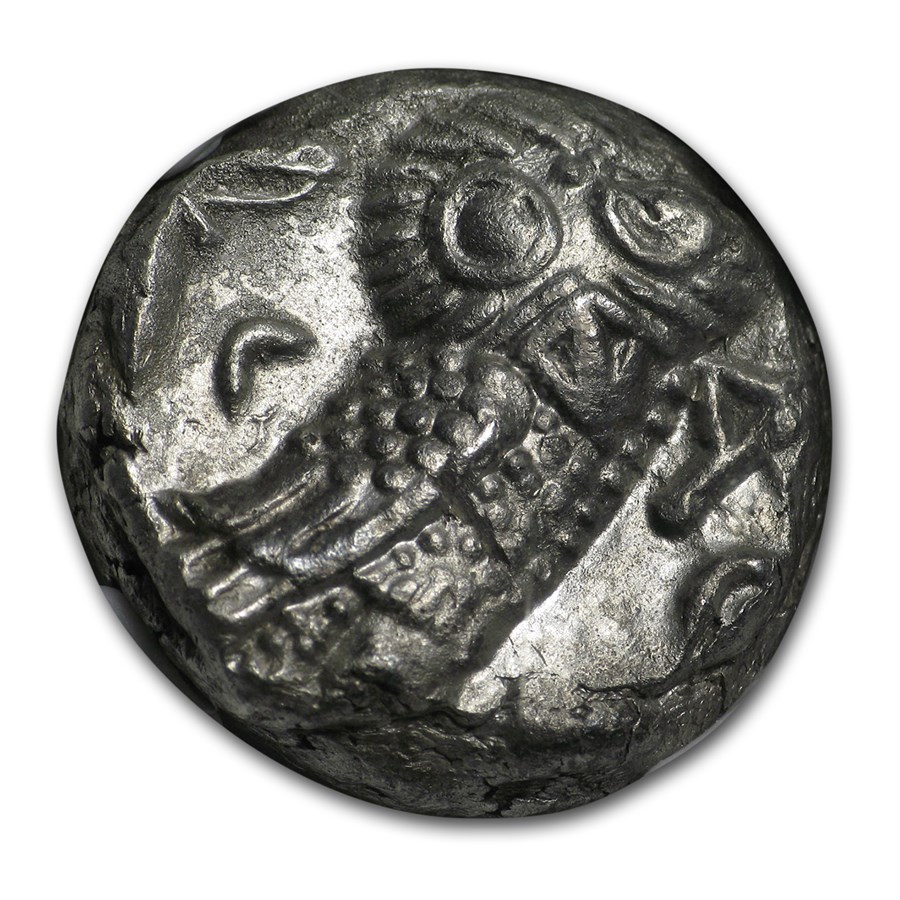 Attica Athens Silver Tetradrachm Owl (393-294 BC) AU NGC