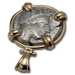 Attica Athens Silver Tetradrachm Owl (440-404 BC) 14 K Gold Bezel