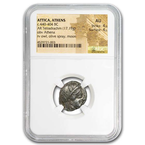 Attica Athens Silver Tetradrachm Owl (440-404 BC) AU NGC Attica Athens Silver Tetradrachm Owl (440-404 BC) AU NGC
