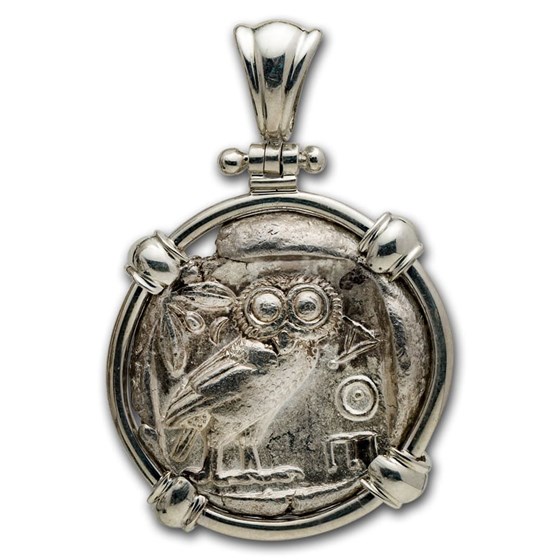 Attica, Athens Silver Tetradrachm Owl (440-404 BC) Sterling Bezel Attica, Athens Silver Tetradrachm Owl (440-404 BC) Sterling Bezel