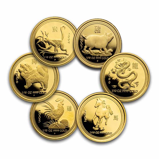 Australia 1/10 oz Gold Proof Lunar Coin (Series I, Random Year) Australia 1/10 oz Gold Proof Lunar Coin (Series I, Random Year)