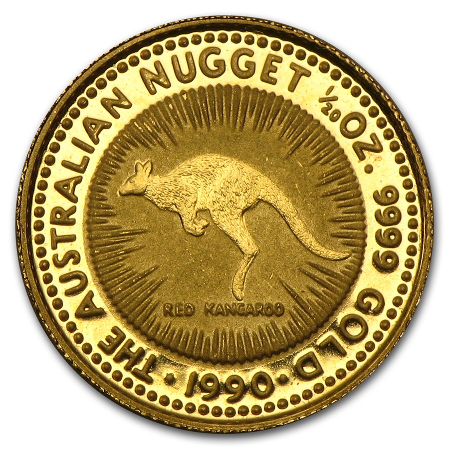 Australia 1/20 oz Gold Kangaroo/Nugget (Abrasions, Random Year)