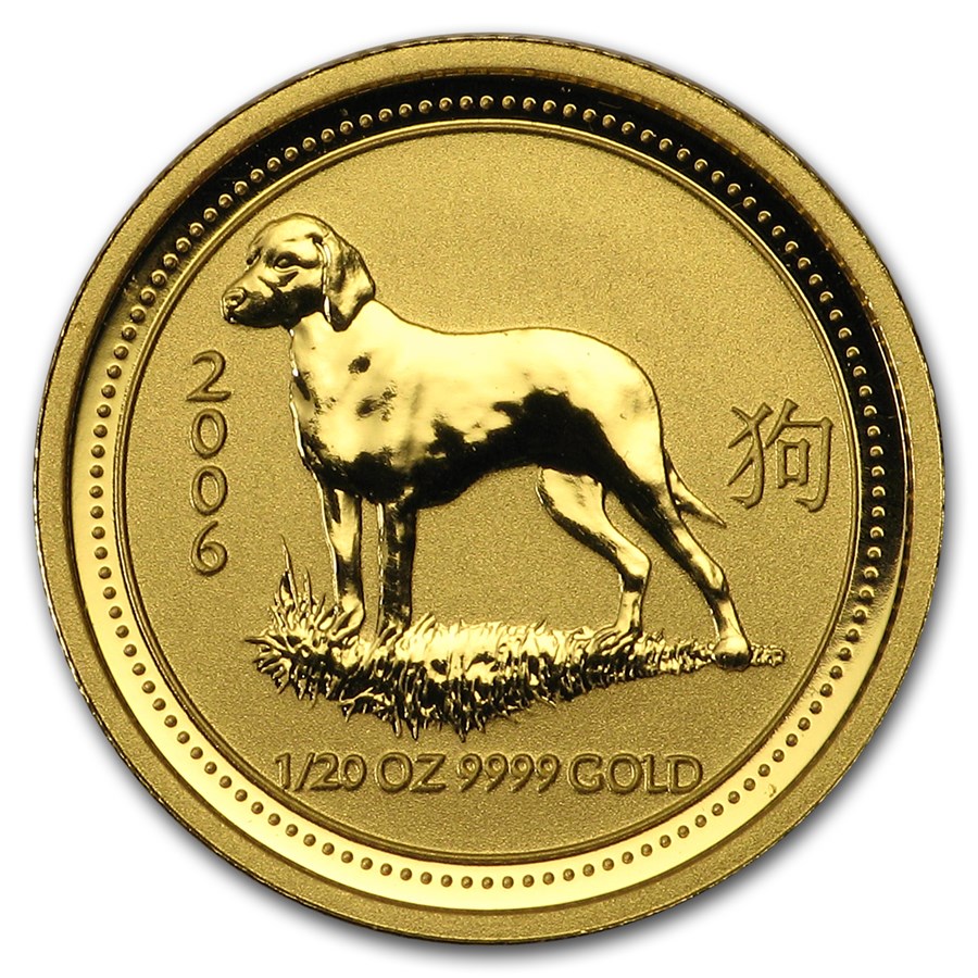 Australia 1/20 oz Gold Lunar Coin (Series I, Random Year)
