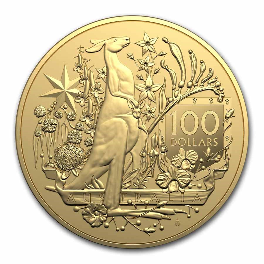 Australia $100 1 oz Gold Coat of Arms (Abrasions)