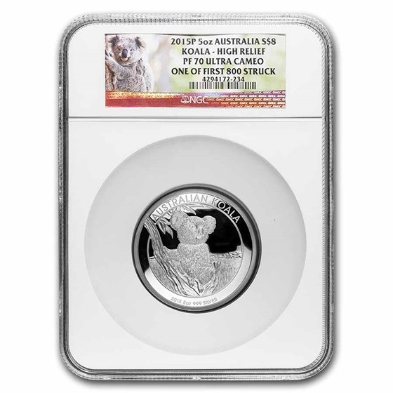 Australia 5 oz Silver Koala PF-70 NGC (Random Year) Australia 5 oz Silver Koala PF-70 NGC (Random Year)