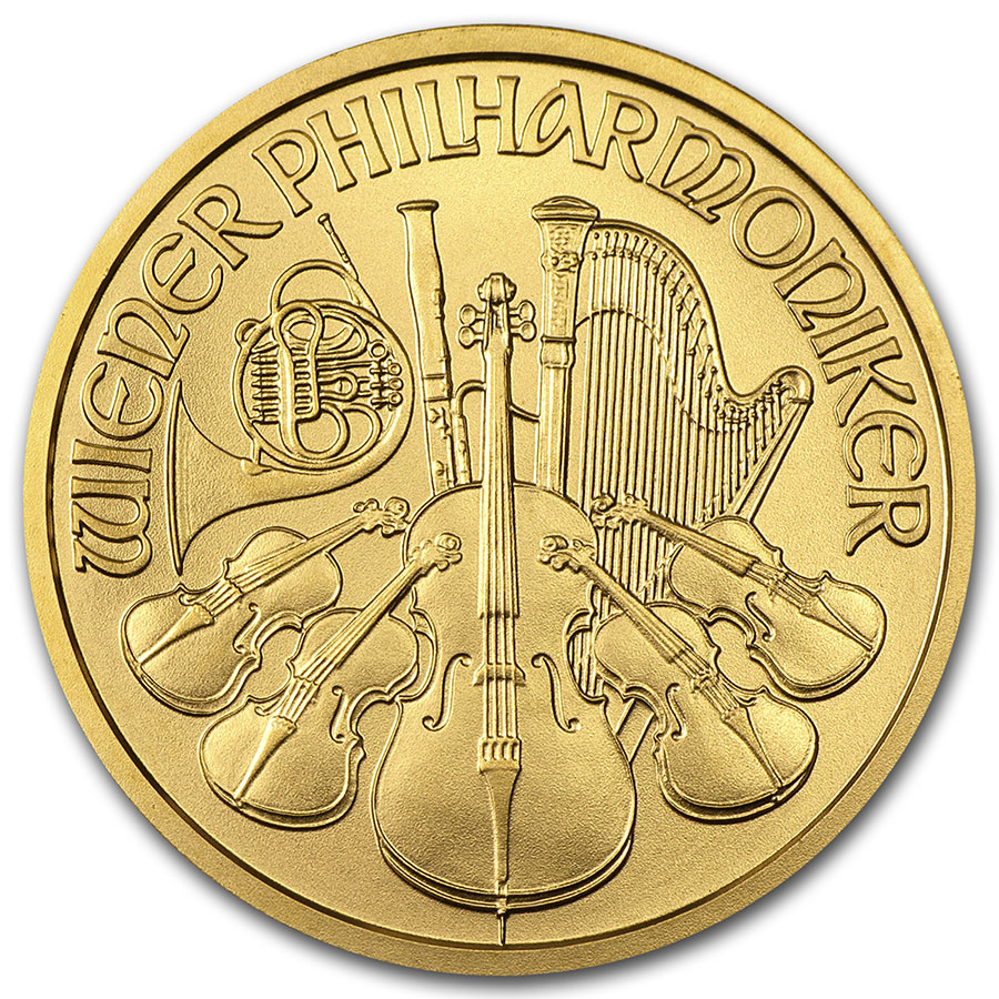 Austria 1/2 oz Gold Philharmonic BU Random Year Austrian Mint