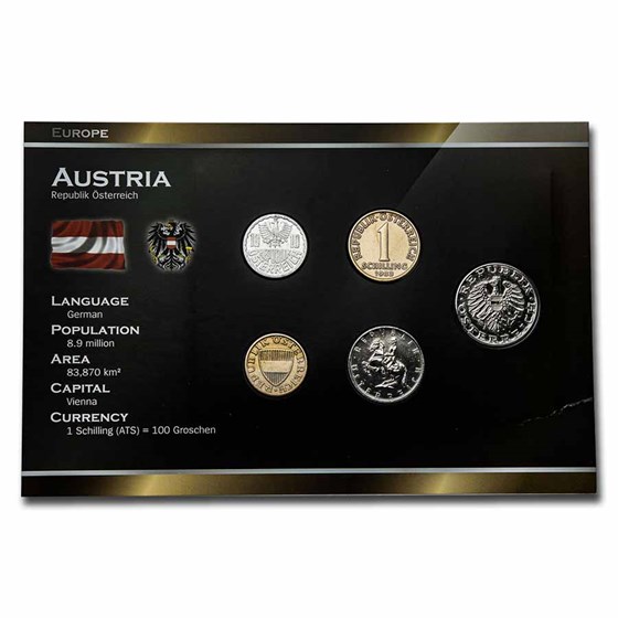 Austria Pre-Euro 5-Coin Set BU Austria Pre-Euro 5-Coin Set BU