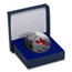 Austrian Silver Teddy Bear Round (Red Heart w/Diamonds)