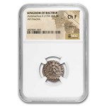 Bactria AR Drachm Antimachus II (174-165 BC) Ch F NGC Random Coin