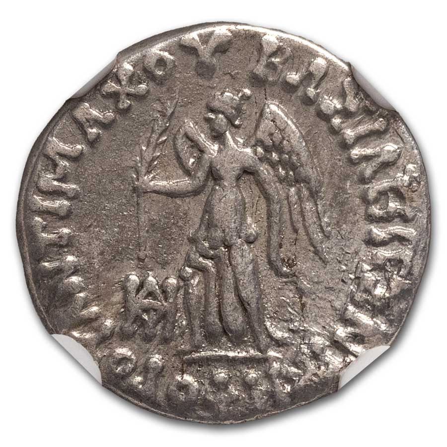 Bactria AR Drachm Antimachus II 174-165 BC Fine NGC (Random Coin