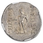 Bactrian Kingdom AR Tetradrachm Euc. II (145-140 BC) AU NGC (5/3)