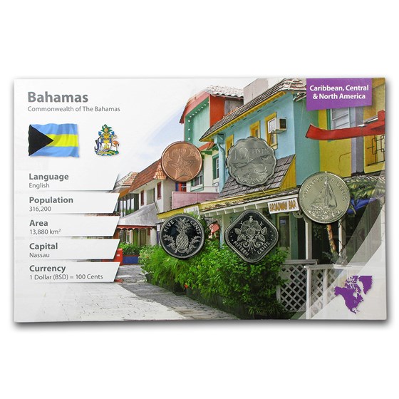 Bahamas 1 Cent - 25 Cents 5-Coin Set BU Bahamas 1 Cent - 25 Cents 5-Coin Set BU