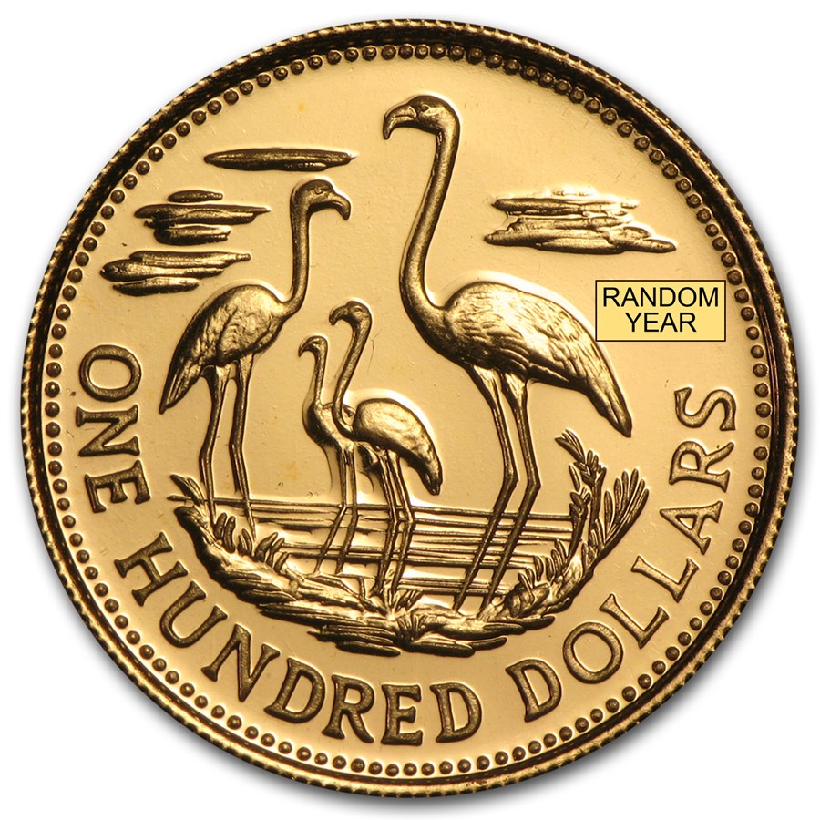 Bahamas Gold 100 Dollars BU/Proof (Random)