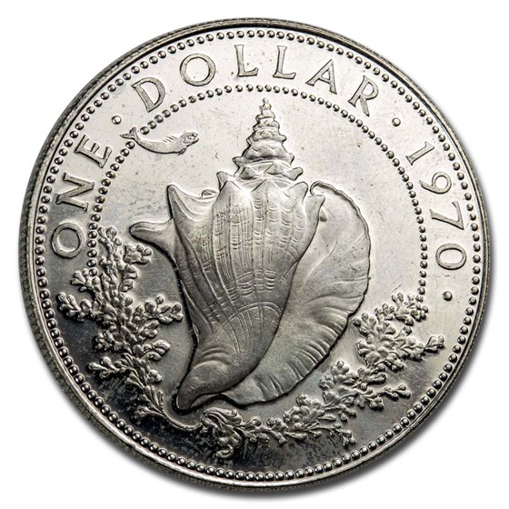 Bahamas Silver $1 Conch Shell (1966-1972) BU Bahamas Silver $1 Conch Shell (1966-1972) BU