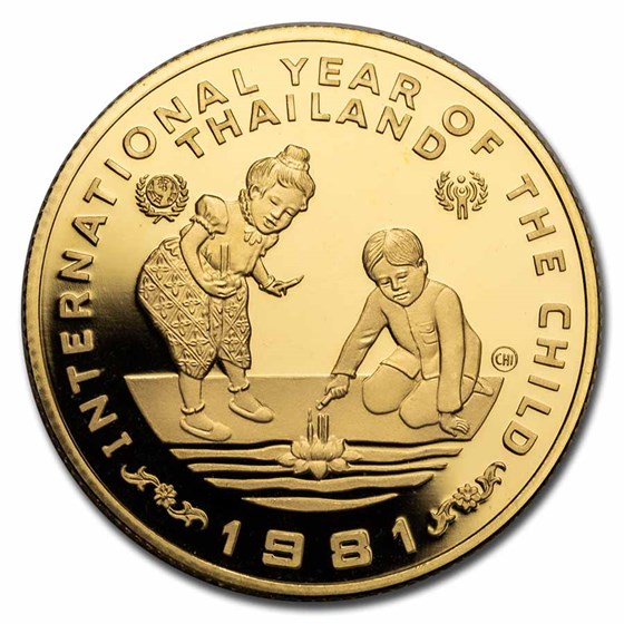 BE2524/1981 Thailand Proof Gold 4,000 Baht Children BE2524/1981 Thailand Proof Gold 4,000 Baht Children