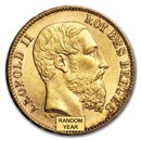 Belgium Gold 20 Francs Leopold II (1870-1882) BU
