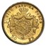 Belgium Gold 20 Francs Leopold II (1870-1882) BU