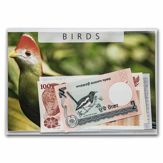 Bird Banknotes from Around the World 5-Banknote Set Unc Bird Banknotes from Around the World 5-Banknote Set Unc