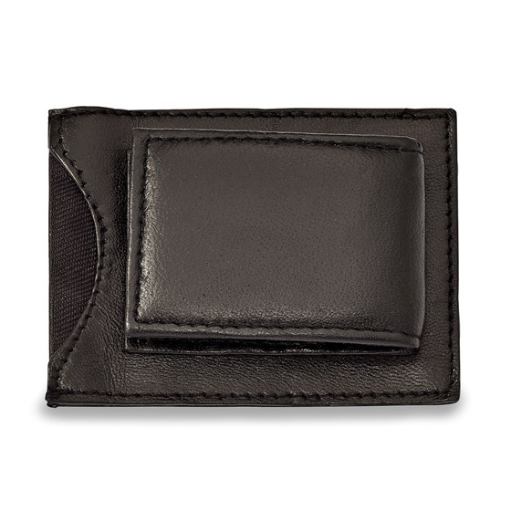 Black Leather Magnetic Money Clip with ID Slot Black Leather Magnetic Money Clip with ID Slot