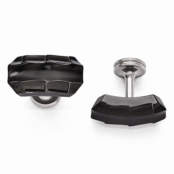 Black Titanium Faceted Edges Polished Cuff Links Black Titanium Faceted Edges Polished Cuff Links