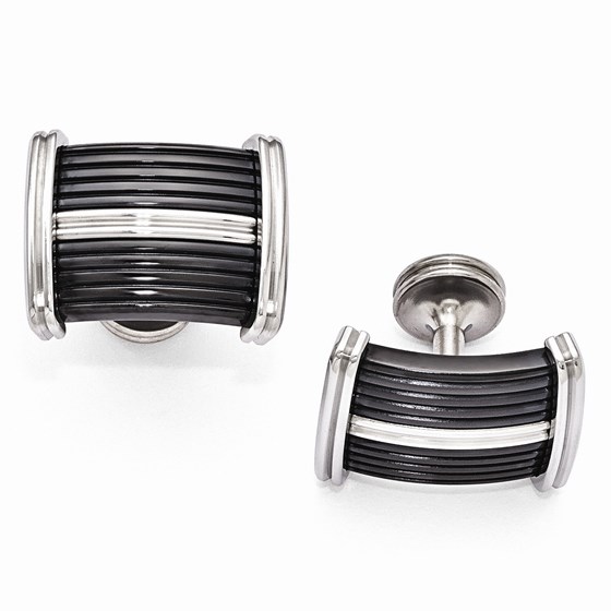 Black Titanium & Stainless Steel Polished Cuff Links Black Titanium & Stainless Steel Polished Cuff Links