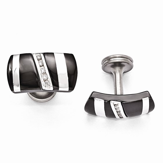 Black Titanium & Sterling Silver .19 ctw Diamond Cuff Links Black Titanium & Sterling Silver .19 ctw Diamond Cuff Links