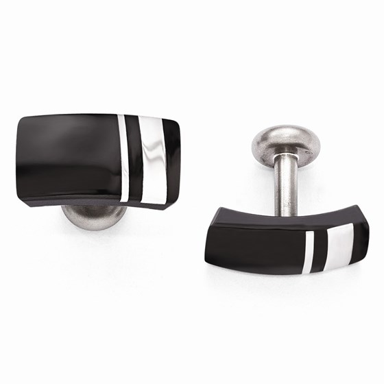 Black Titanium & Sterling Silver Cuff Links Black Titanium & Sterling Silver Cuff Links